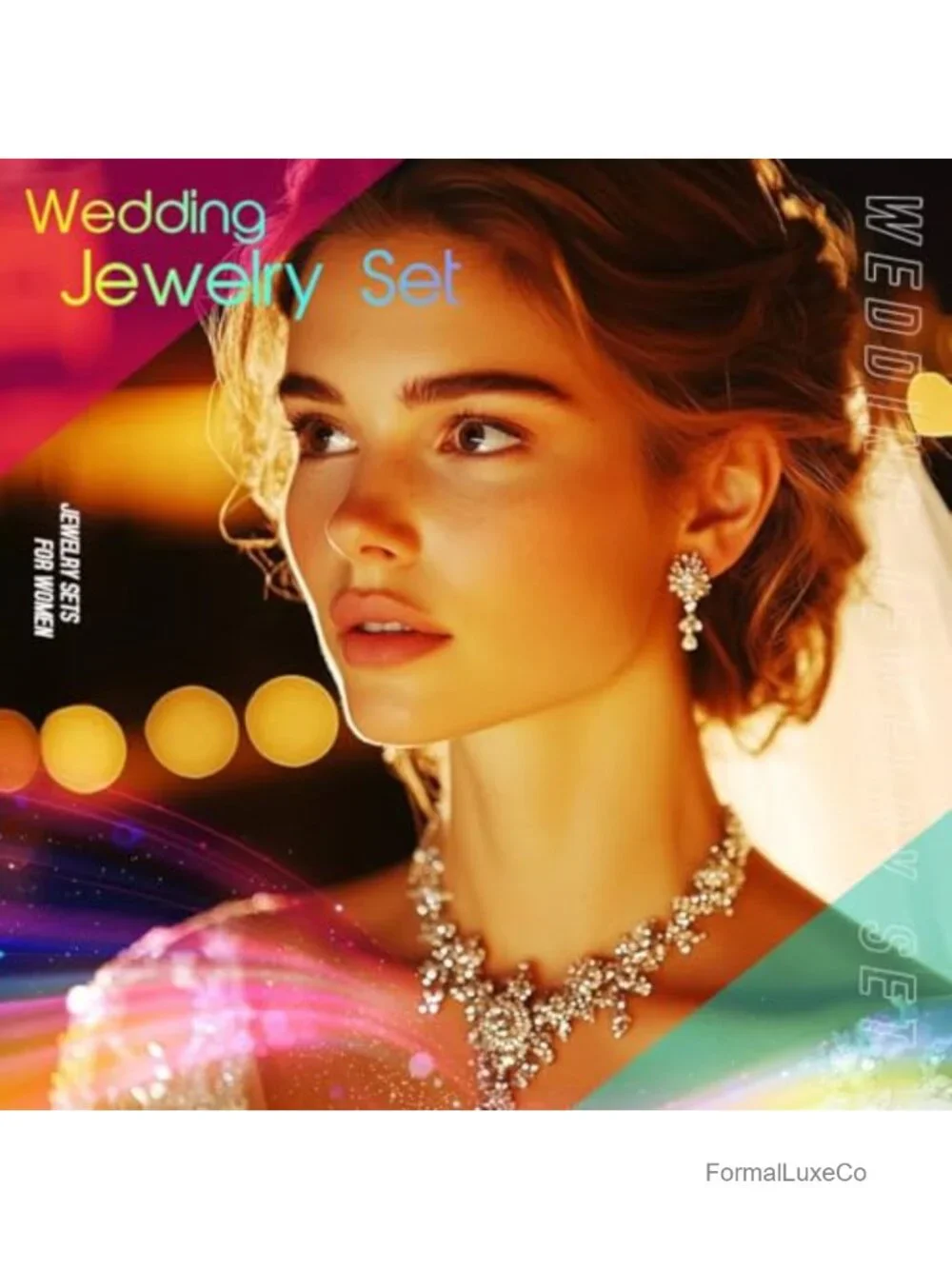 Rhinestone Bridal Wedding Jewelry Set Choker Necklace Earrings Bracelet